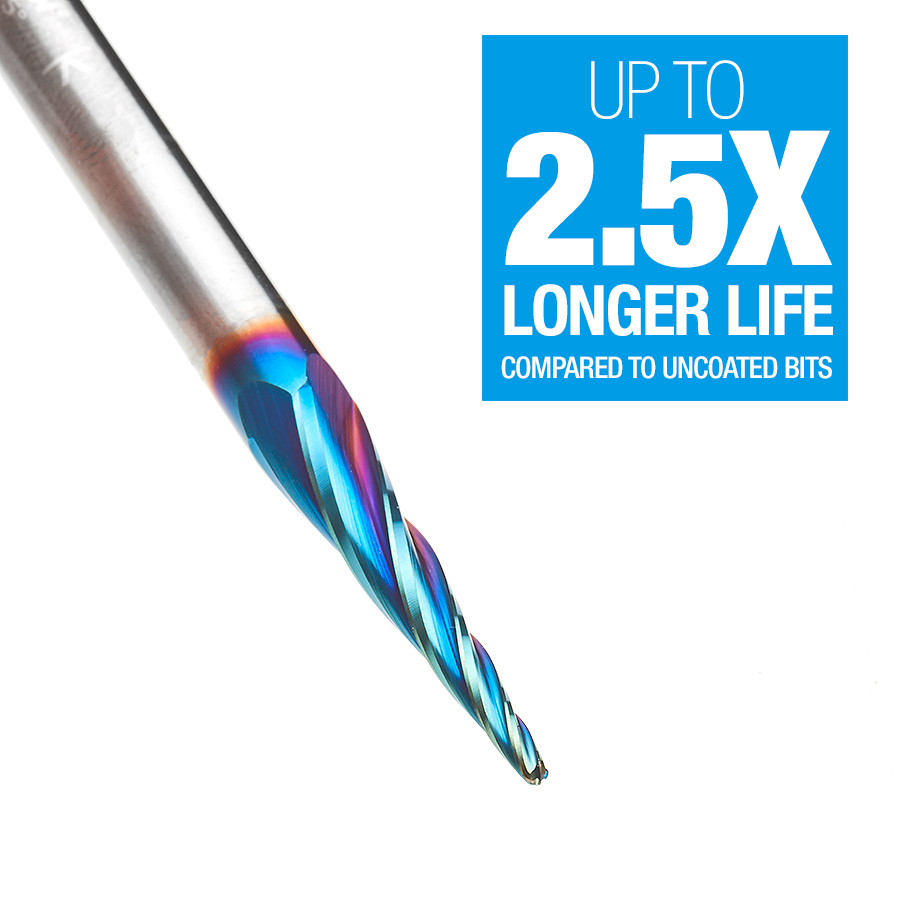 Amana AMS-191 2-Pc Solid Carbide and Carbide Tipped Carving 2D/Core Box CNC Router Bit Pack, 1/4 Inch Shank