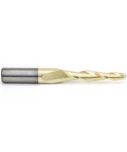 Amana 46283 CNC 2D and 3D Carving 3 Deg Tapered Angle Ball Tip 1/4 Dia x 1/8 Radius x 2 x 1/2 Shank x 4 Inch Long x 2 Flute Solid Carbide Up-Cut Spiral ZrN Coated Router Bit