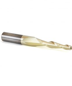 Amana 46283 CNC 2D and 3D Carving 3 Deg Tapered Angle Ball Tip 1/4 Dia x 1/8 Radius x 2 x 1/2 Shank x 4 Inch Long x 2 Flute Solid Carbide Up-Cut Spiral ZrN Coated Router Bit