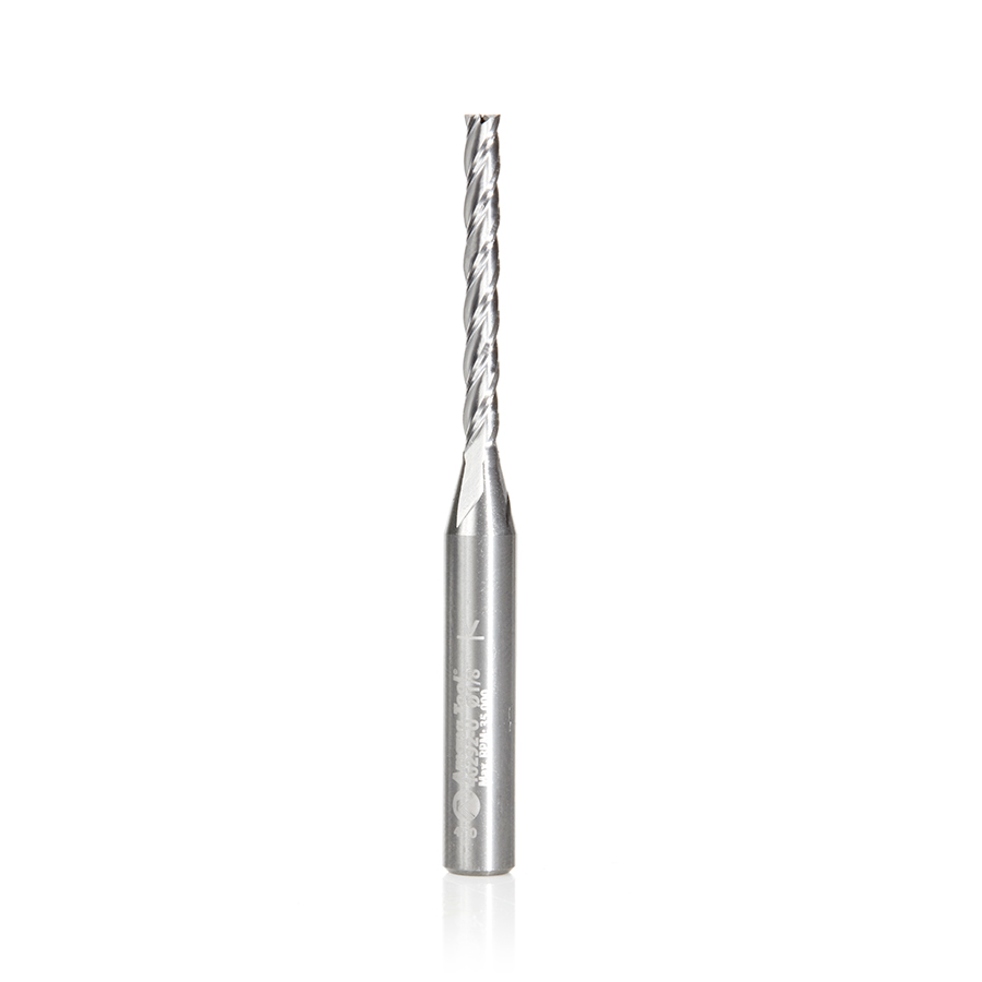 Amana 46292-U CNC 2D and 3D Carving Flat Bottom x 0.10 Deg Angle x 1/8 Dia x 1-3/32 x 1/4 Shank x 2-1/2 Inch Long x 4 Flute Solid Carbide Router Bit