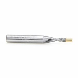 Amana 46296 Solid Carbide UltraTrim Spiral 1/8 Dia x 3/8 x 1/4 Inch Shank with Brass Pilot Guide Down-Cut