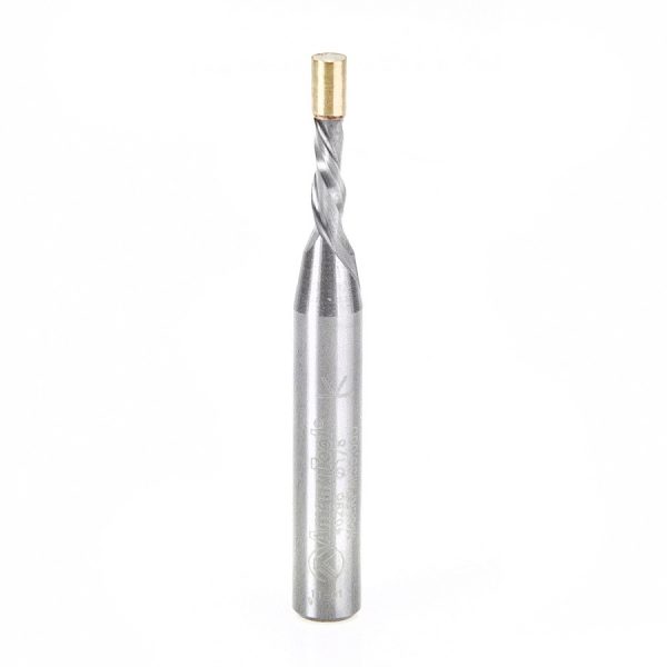 Amana 46296 Solid Carbide UltraTrim Spiral 1/8 Dia x 3/8 x 1/4 Inch Shank with Brass Pilot Guide Down-Cut