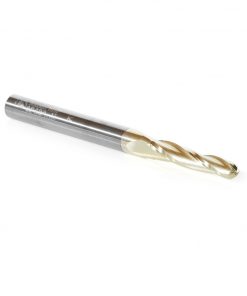 Amana 46298 CNC 2D and 3D Carving 1 Deg Tapered Angle Ball Tip 3/16 Dia x 3/32 Radius x 1 x 1/4 Shank x 3 Inch Long x 3 Flute Solid Carbide Up-Cut Spiral ZrN Coated Router Bit
