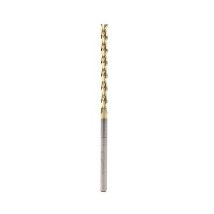 Amana 46299 CNC 2D and 3D Carving Flat Bottom 0.10 Deg Angle x 1/8 Dia x 1-1/2 x 1/8 Shank x 3 Inch Long x 3 Flute Solid Carbide ZrN Coated Router Bit