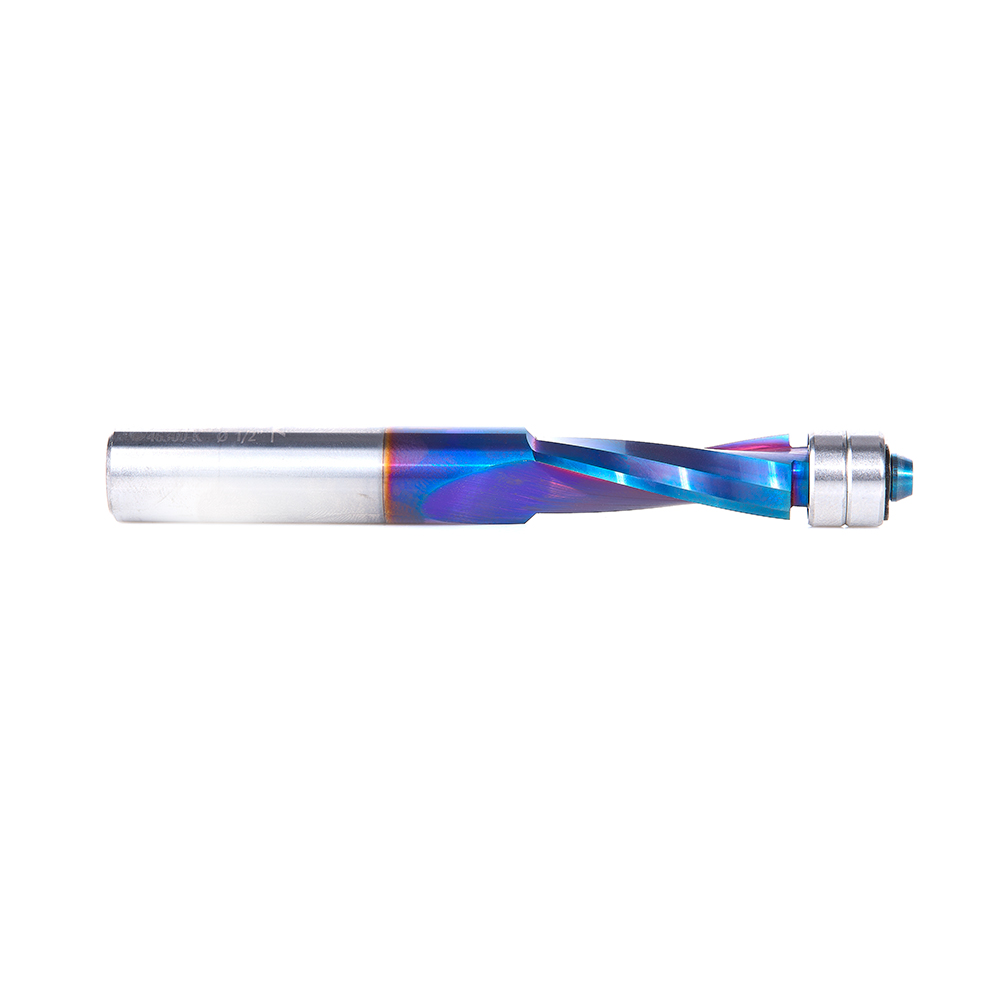 Amana 46300-K Solid Carbide Spektra, Extreme Tool Life Coated UltraTrim Spiral 1/2 Dia x 1-1/4 x 1/2 Inch Shank with Double Lower Ball Bearing Up-Cut