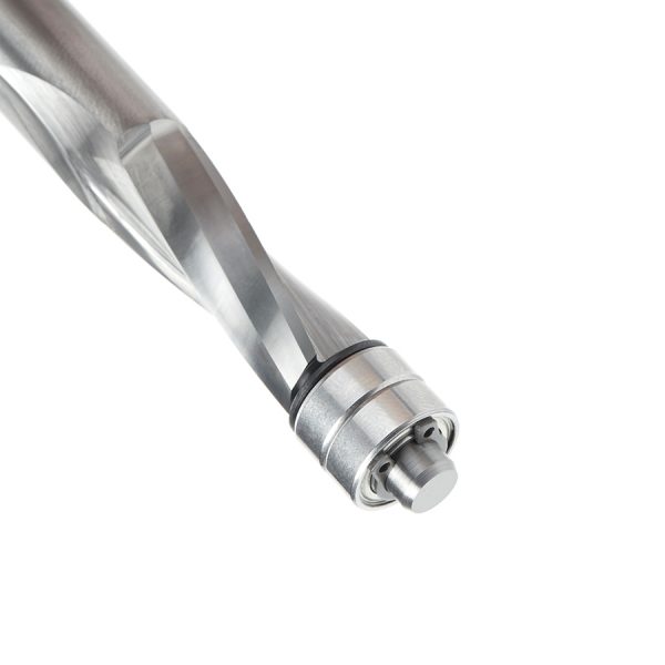Amana 46300 Solid Carbide UltraTrim Spiral 1/2 Dia x 1-1/4 x 1/2 Inch Shank with Double Lower Ball Bearing Up-Cut