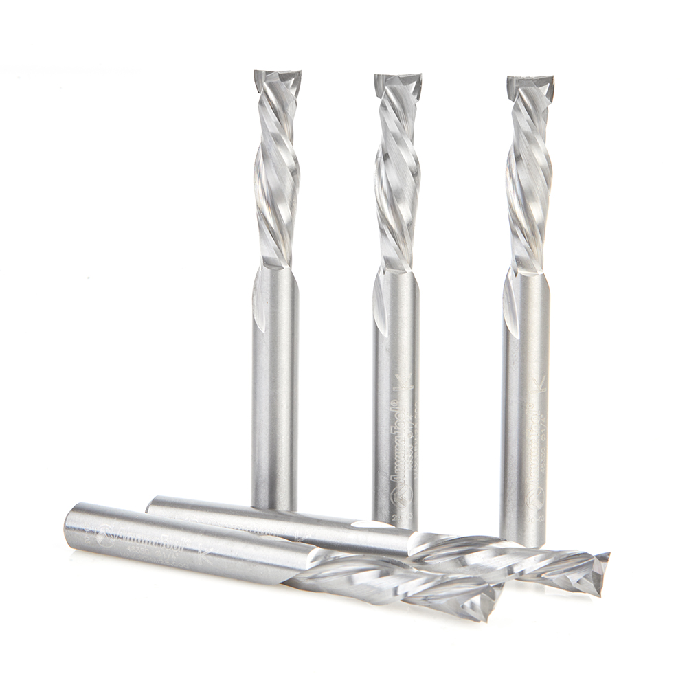 Amana 46350-5 5 Pack CNC Solid Carbide Mortise Compression Spiral 1/4 Dia x 1 Inch x 1/4 Shank