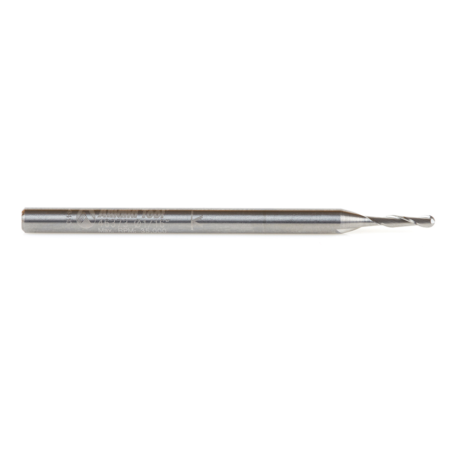 Amana 46373 Solid Carbide Up-Cut Ball Nose Spiral 1/16 Dia x 1/4 Inch x 1/8 Shank Router Bit