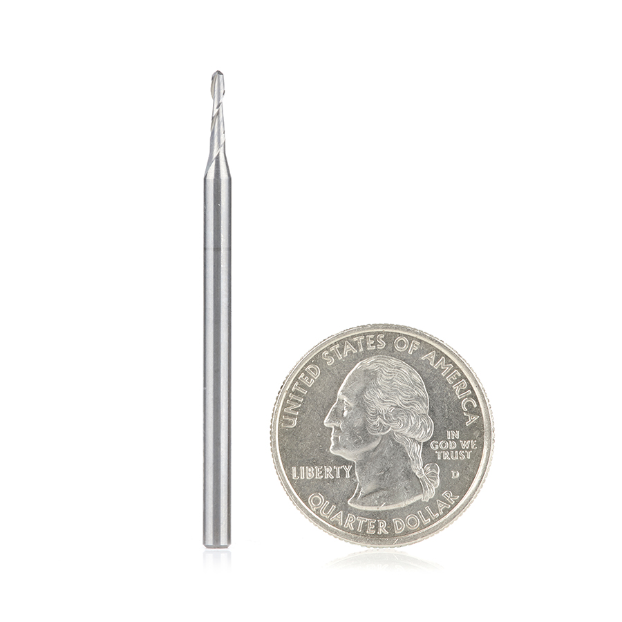 Amana 46373 Solid Carbide Up-Cut Ball Nose Spiral 1/16 Dia x 1/4 Inch x 1/8 Shank Router Bit