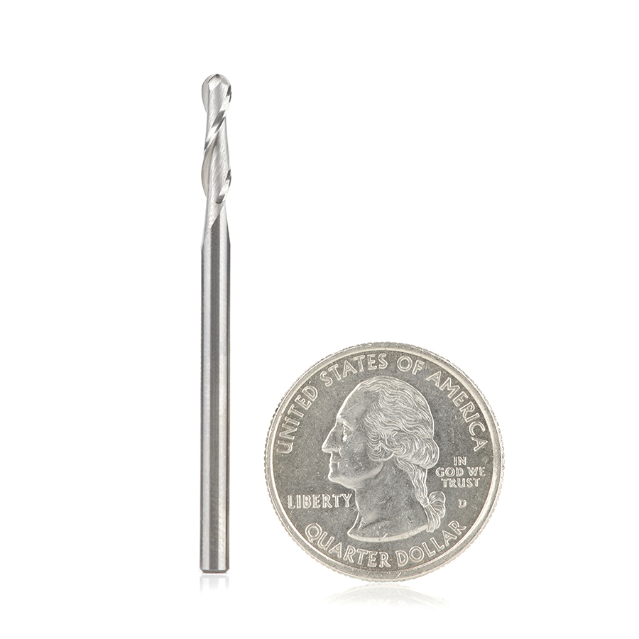 Amana 46375 Solid Carbide Up-Cut Ball Nose Spiral 1/8 Dia x 1/2 Inch x 1/8 Shank Router Bit