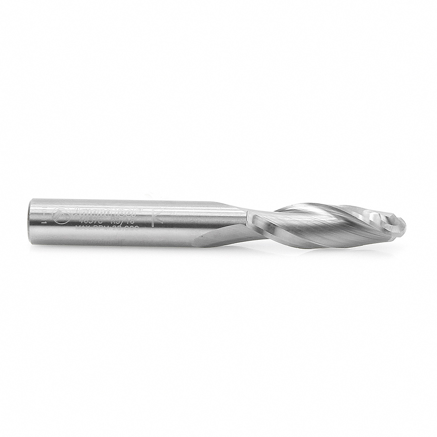 Amana 46378 Solid Carbide Up-Cut Ball Nose Spiral 3/8 Dia x 1-1/4 x 3/8 Shank Router Bit