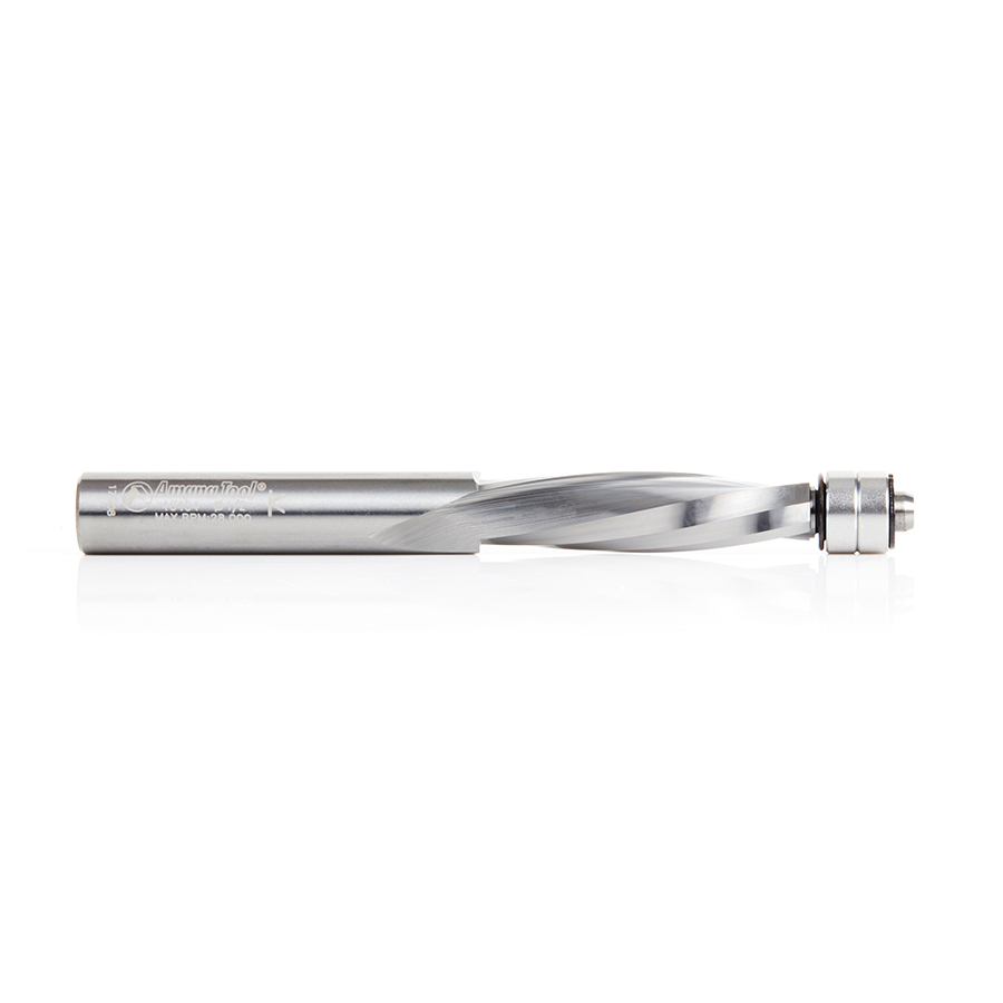 Amana 46404 Solid Carbide UltraTrim Spiral 1/2 Dia x 2 Inch x 1/2 Shank with Double Lower Ball Bearing Down-Cut