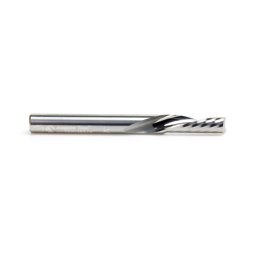 Amana 46427 Solid Carbide Slow Spiral O Flute Acrylic Cutting 1/4 Dia x 3/4 Inch x 1/4 Shank Down-Cut Single Flute Router Bit