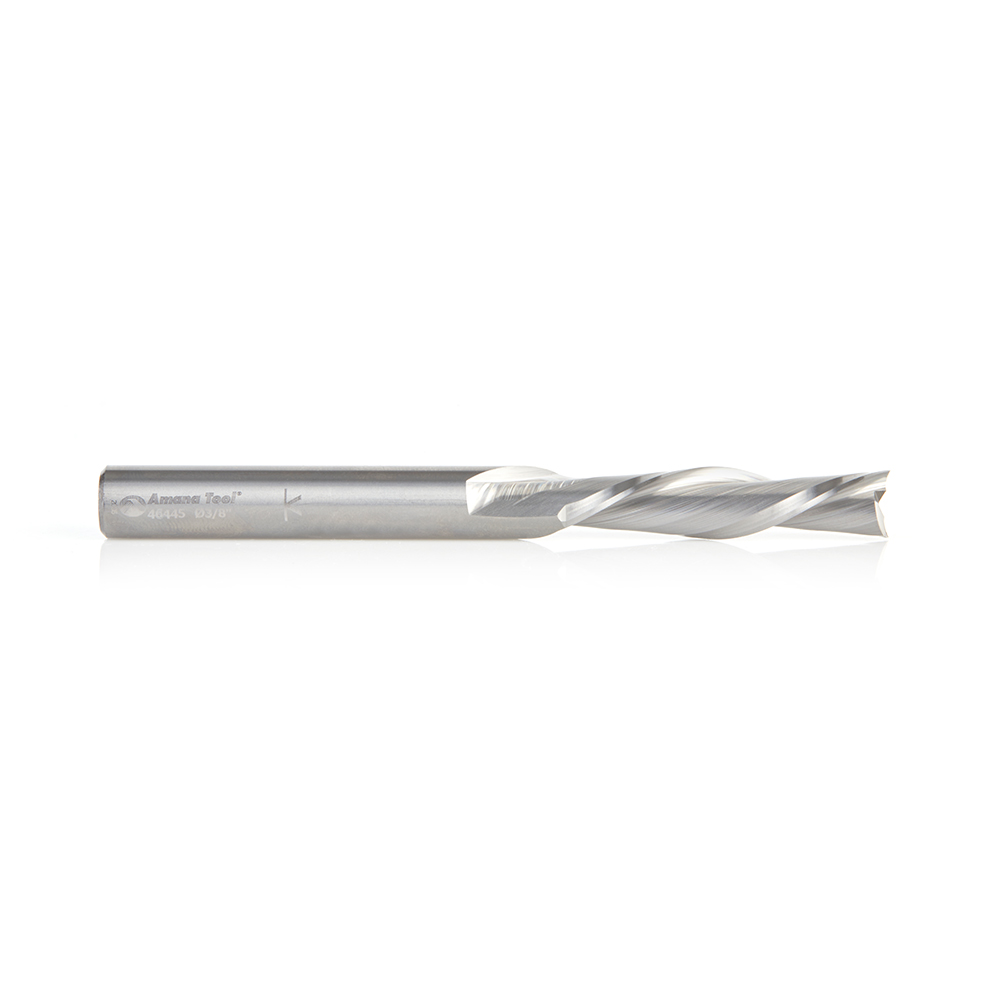 Amana 46445 Solid Carbide Spiral Plunge 3/8 Dia x 1-5/8 x 3/8 Inch Shank Down-Cut Extra Long Router Bit for Guitar Bodies on CNC Machines