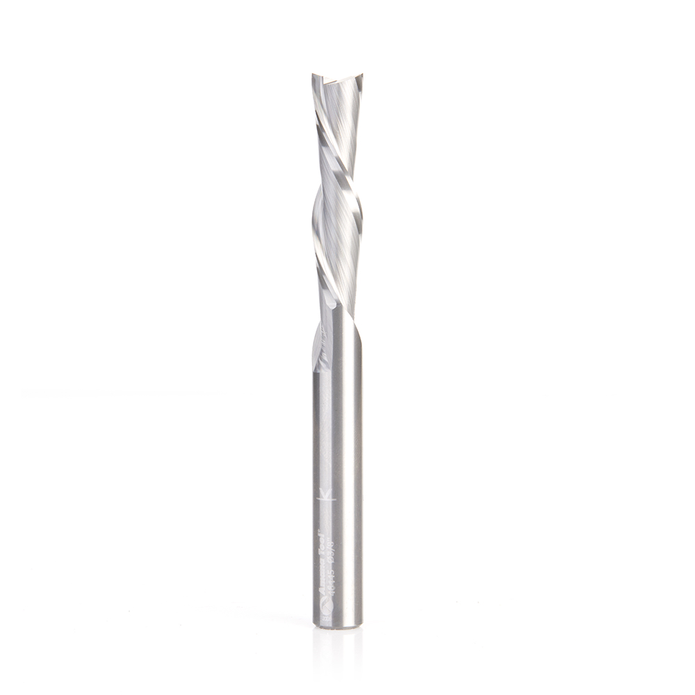 Amana 46445 Solid Carbide Spiral Plunge 3/8 Dia x 1-5/8 x 3/8 Inch Shank Down-Cut Extra Long Router Bit for Guitar Bodies on CNC Machines