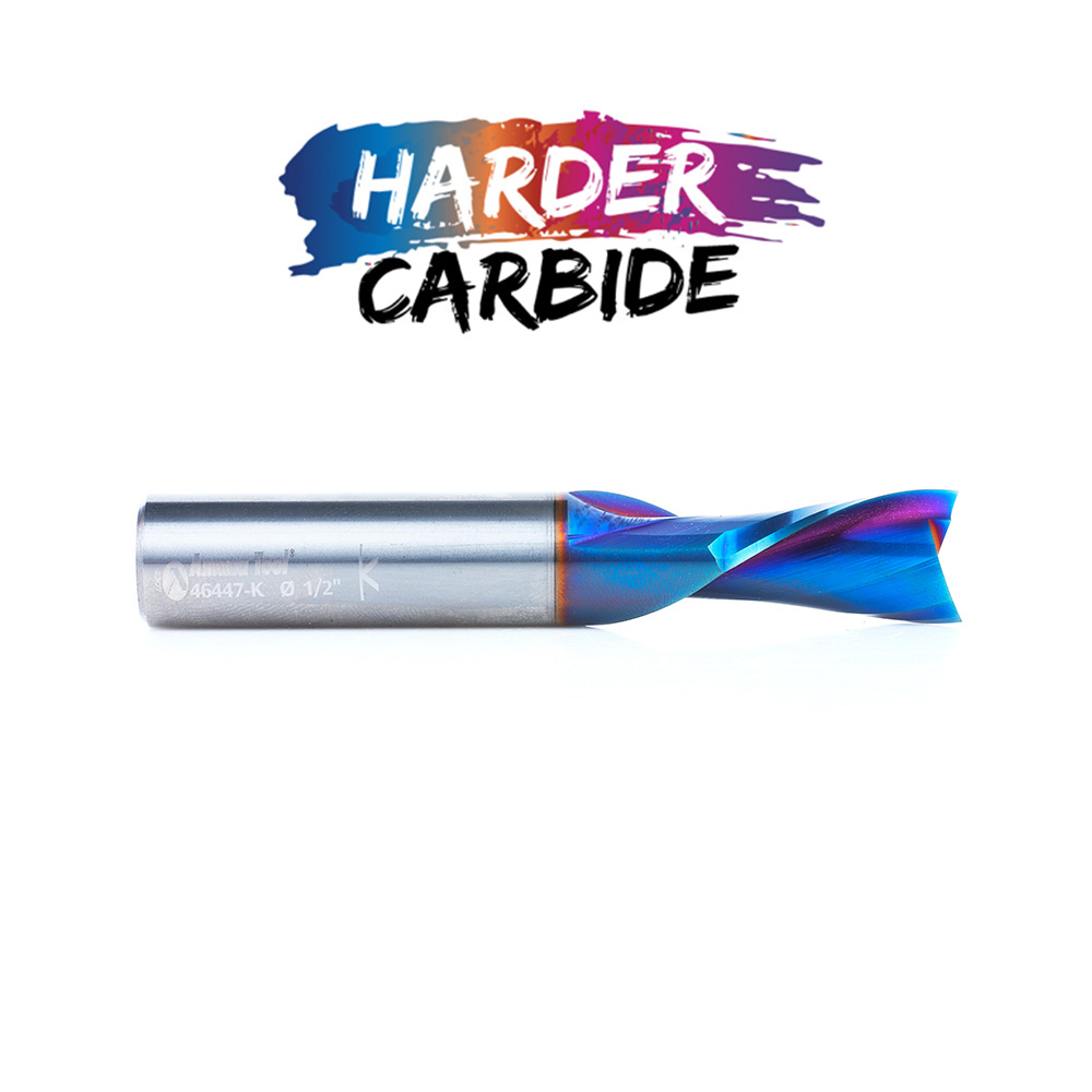 Amana 46447-K Solid Carbide Spektra, Extreme Tool Life Coated Spiral Plunge 1/2 Dia x 7/8 x 1/2 Inch Shank Down-Cut