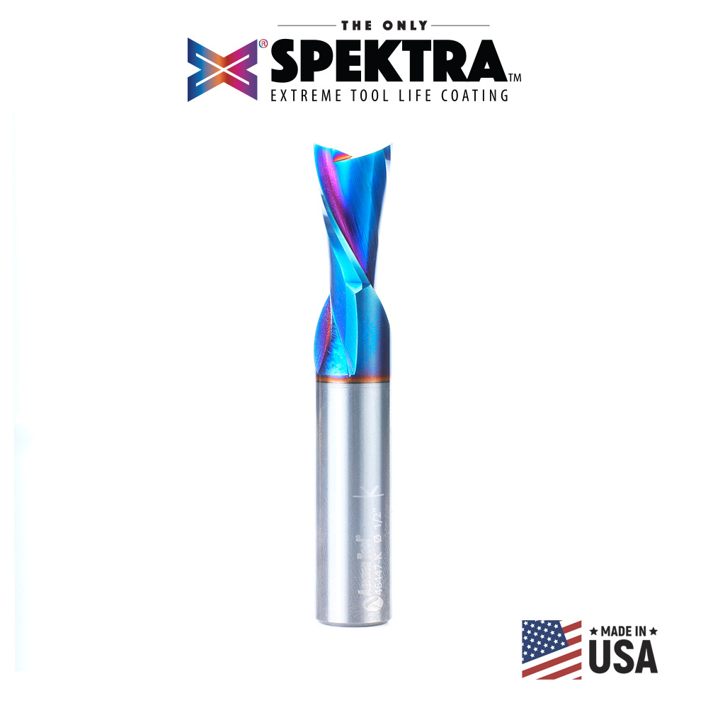 Amana 46447-K Solid Carbide Spektra, Extreme Tool Life Coated Spiral Plunge 1/2 Dia x 7/8 x 1/2 Inch Shank Down-Cut