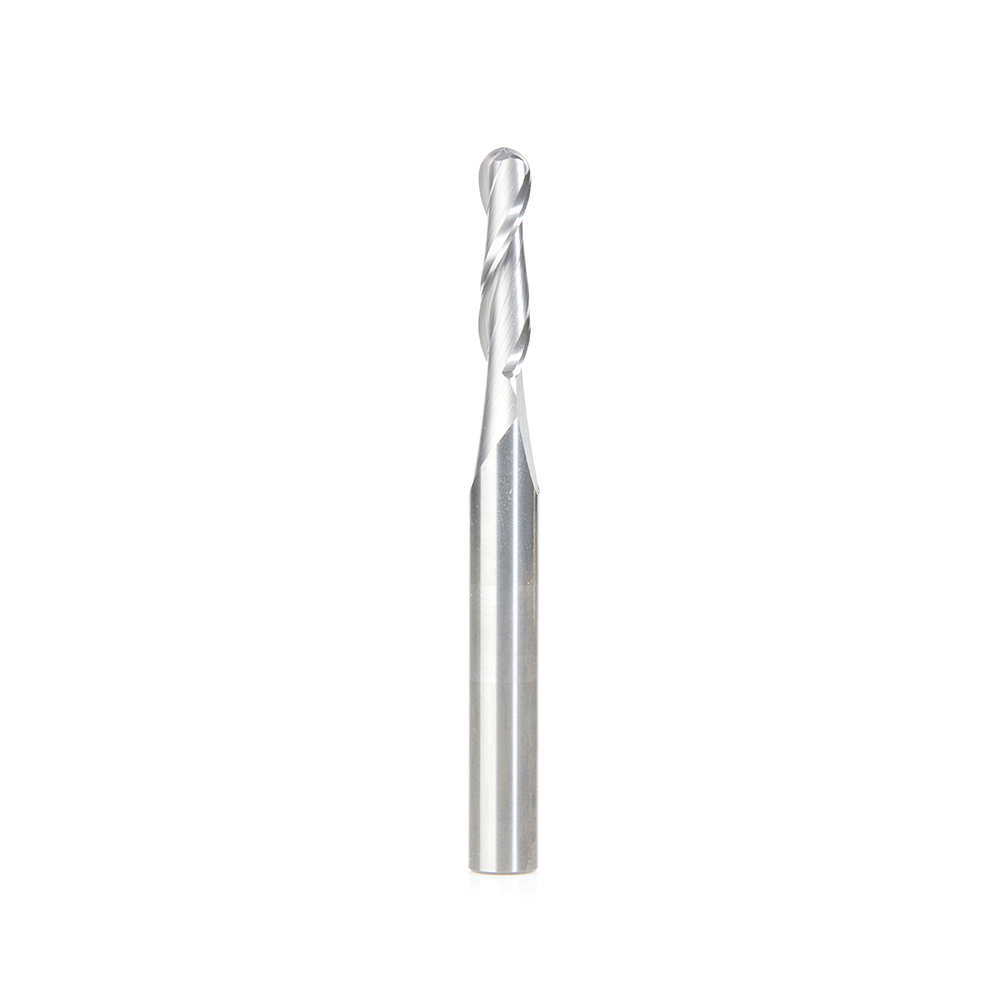 Amana 46450 Solid Carbide Up-Cut Spiral Ball Nose 3/32 Radius x 3/16 Dia x 3/4 x 1/4 Shank x 2-1/2 Inch Long x 2 Flute Router Bit