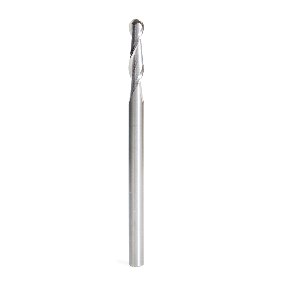 Amana 46451 Solid Carbide Up-Cut Spiral Ball Nose 1/8 Radius x 1/4 Dia x 1 x 1/4 Shank x 4 Inch Long x 2 Flute CNC Router Bit