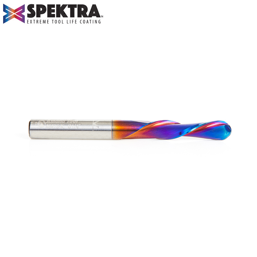 Amana 46476-K Solid Carbide Spektra, Extreme Tool Life Coated Down-Cut Ball Nose Spiral 1/4 Dia x 1 Inch x 1/4 Shank Router Bit