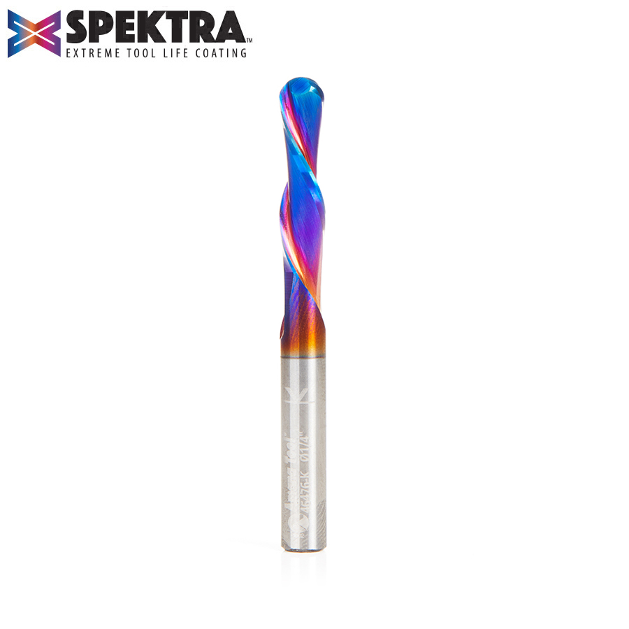 Amana 46476-K Solid Carbide Spektra, Extreme Tool Life Coated Down-Cut Ball Nose Spiral 1/4 Dia x 1 Inch x 1/4 Shank Router Bit