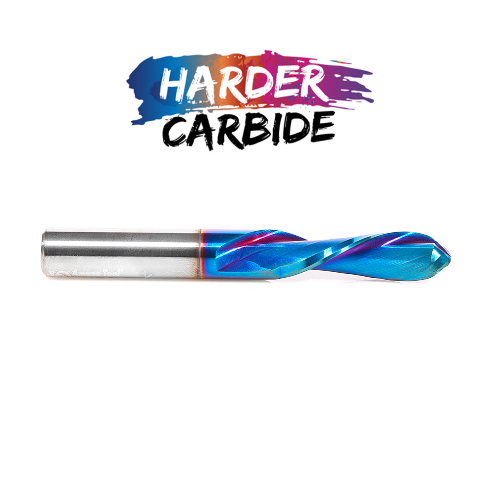 Amana 46478-K Solid Carbide Spektra, Extreme Tool Life Coated Down-Cut Ball Nose Spiral 3/16 Radius x 3/8 Dia x 1-1/4 Inch x 3/8 Shank Router Bit