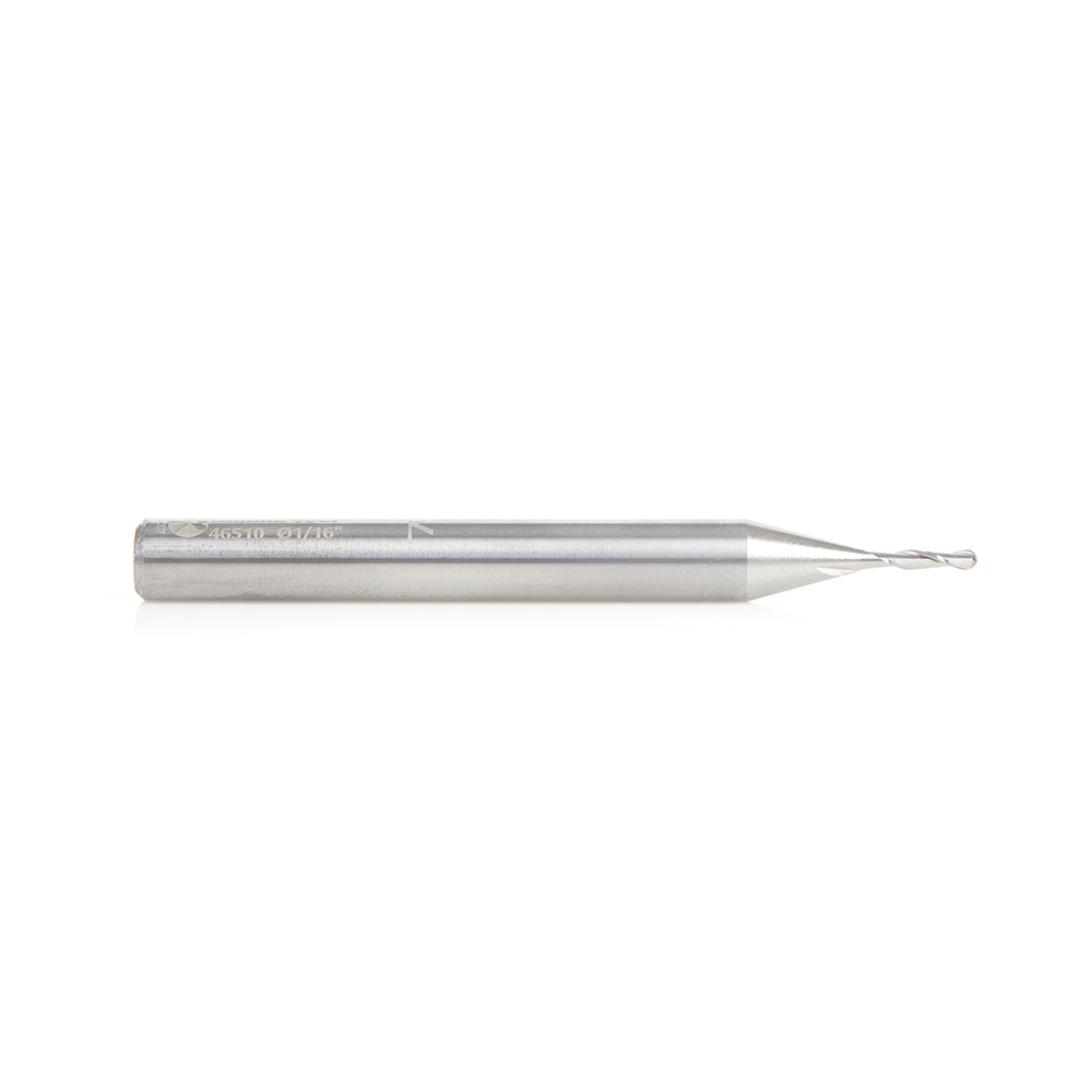 Amana 46510 Solid Carbide Up-Cut Ball Nose Spiral 1/16 Dia x 1/4 Inch x 1/4 Shank Router Bit