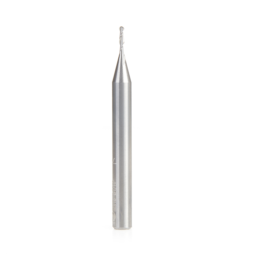Amana 46510 Solid Carbide Up-Cut Ball Nose Spiral 1/16 Dia x 1/4 Inch x 1/4 Shank Router Bit