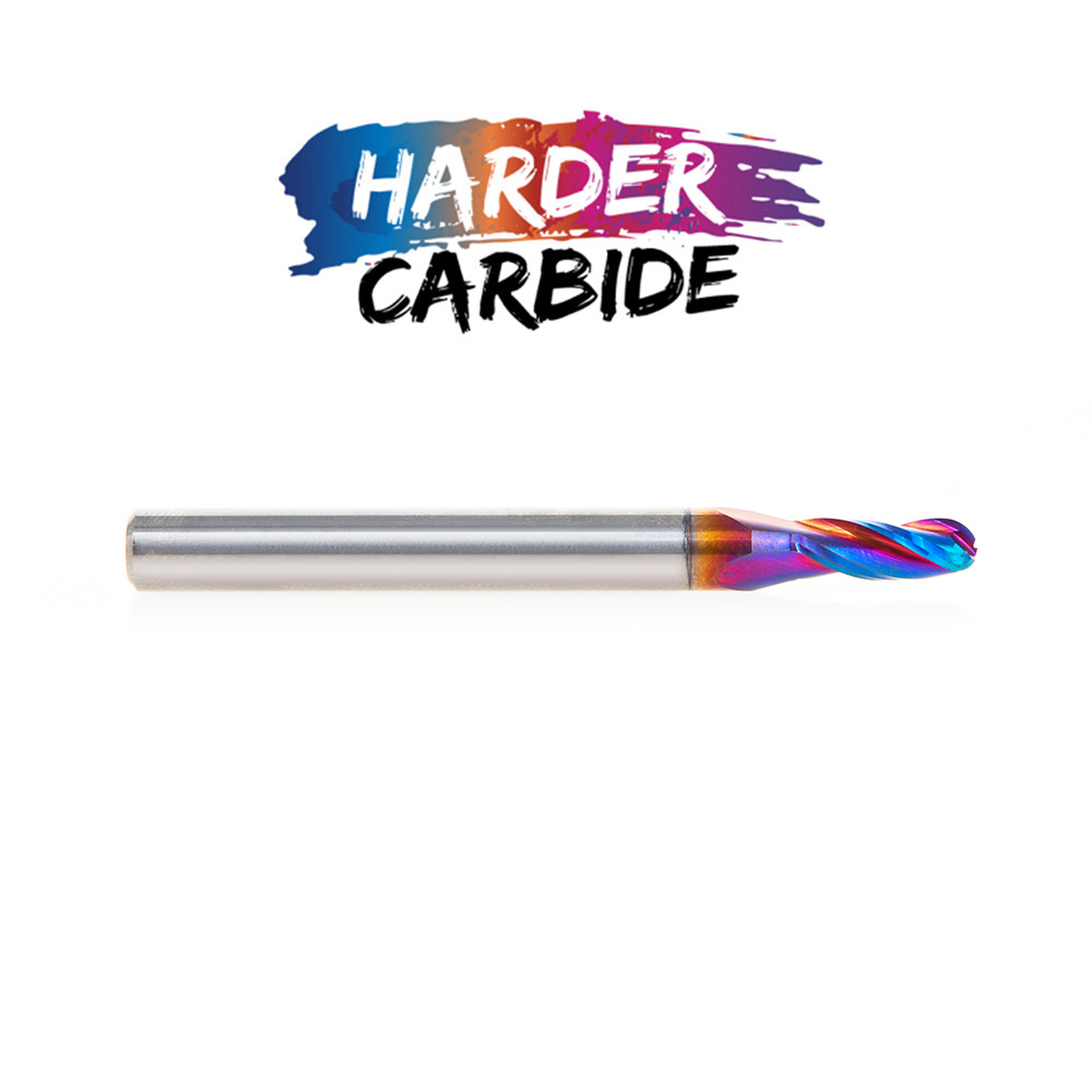 Amana 46522-K Solid Carbide Spektra, Extreme Tool Life Coated Up-Cut Ball Nose Spiral 3 Flute 1/8 Radius 1/4 Dia x 3/4 x 1/4 Shank Router Bit