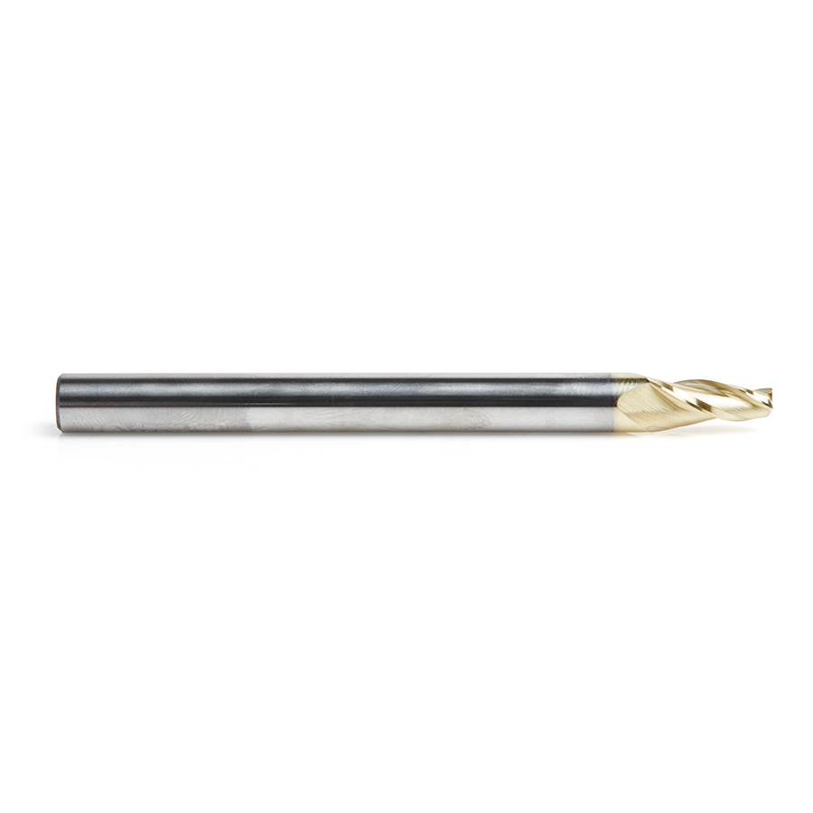 Amana 46576 CNC 2D and 3D Carving Flat Bottom 7 Deg Angle x 1/8 Dia x 1/2 x 1/4 Shank x 3 Inch Long x 3 Flute Solid Carbide ZrN Coated Router Bit