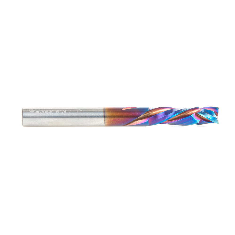 Amana 46708-K CNC Solid Carbide Spektra, Extreme Tool Life Coated Compression Spiral 1/4 Dia x 7/8 x 1/4 Inch Shank for Baltic Birch Plywood