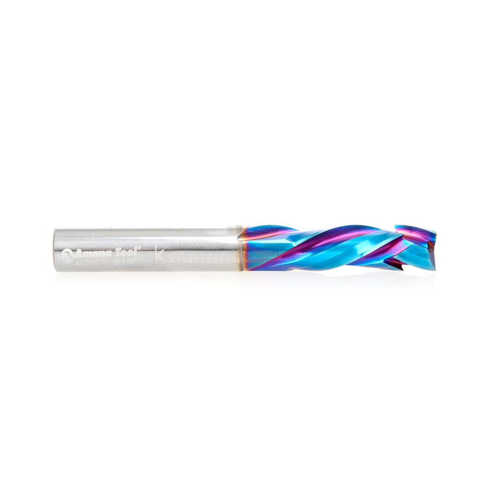 Amana 46709-K CNC Solid Carbide Spektra, Extreme Tool Life Coated Compression Spiral 3/8 Dia x 1-1/8 x 3/8 Inch Shank for Baltic Birch Plywood