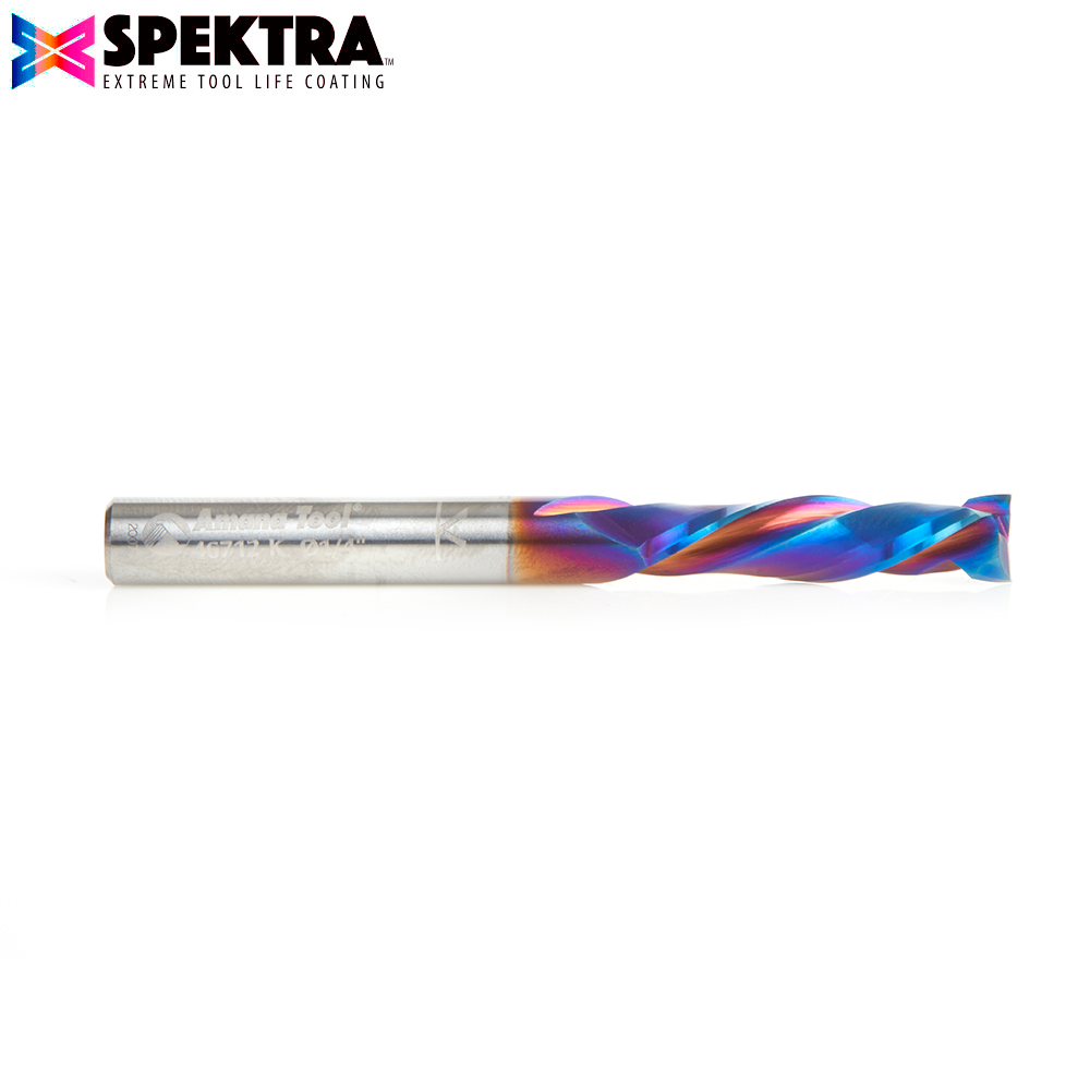 Amana 46712-K CNC Solid Carbide Spektra, Extreme Tool Life Coated Mortise Compression Spiral 1/4 Dia x 1 Inch x 1/4 Shank for Baltic Birch Plywood