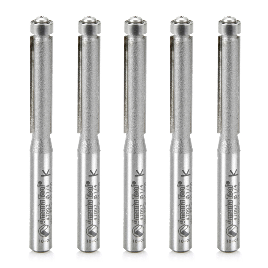 Amana 47092-5 5-Pack Carbide Tipped Flush Trim 1/4 Dia x 1 Inch x 1/4 Shank