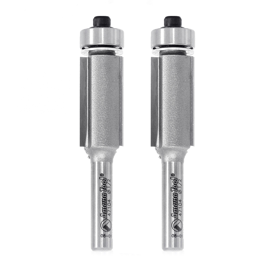 Amana 47104-2 2-Pack Carbide Tipped Flush Trim 1/2 Dia x 1 Inch x 1/4 Shank