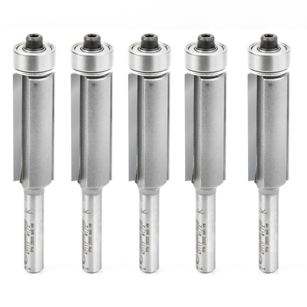 Amana 47117-5 5 Pack Carbide Tipped Flush Trim 1/2 Dia x 1-1/4 Inch x 1/4 Shank