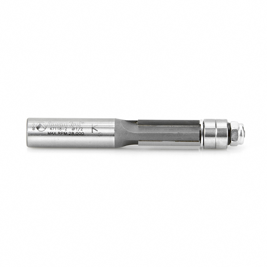 Amana 47118-2 Carbide Tipped Flush Trim 1/2 Dia x 1 Inch x 1/2 Shank 3-Flute Extra-Long