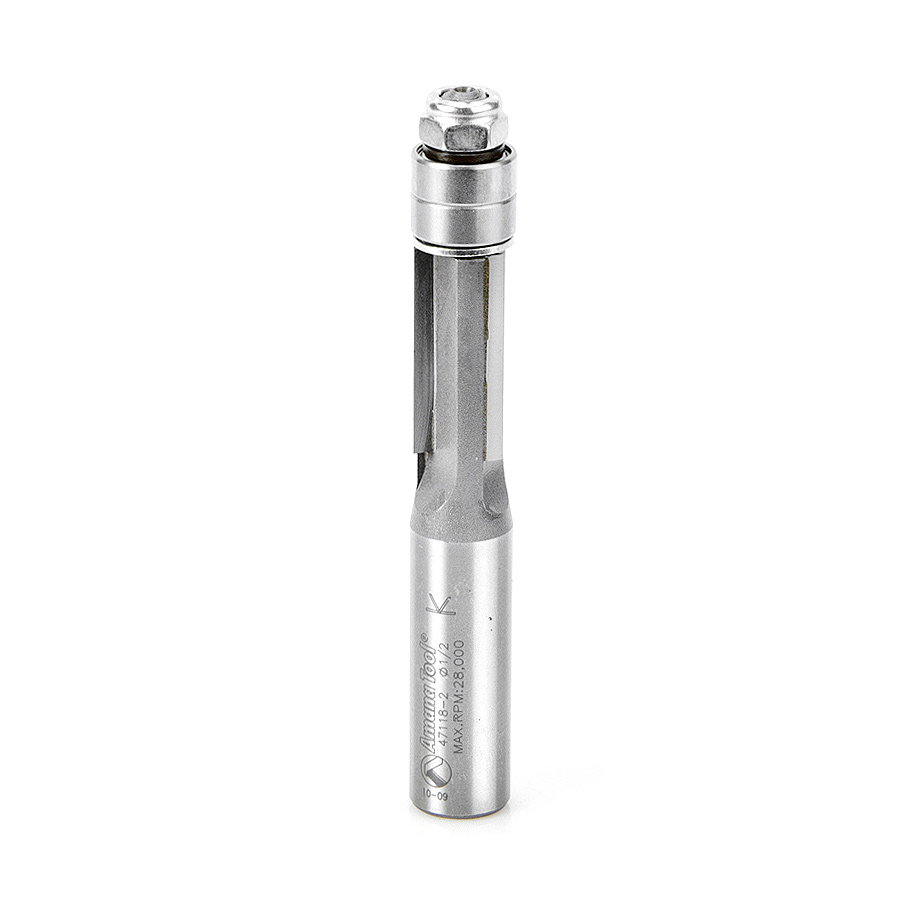 Amana 47118-2 Carbide Tipped Flush Trim 1/2 Dia x 1 Inch x 1/2 Shank 3-Flute Extra-Long
