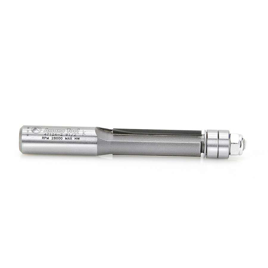 Amana 47124-2 Carbide Tipped Flush Trim 1/2 Dia x 1-1/2 x 1/2 Inch Shank with Double Ball Bearings