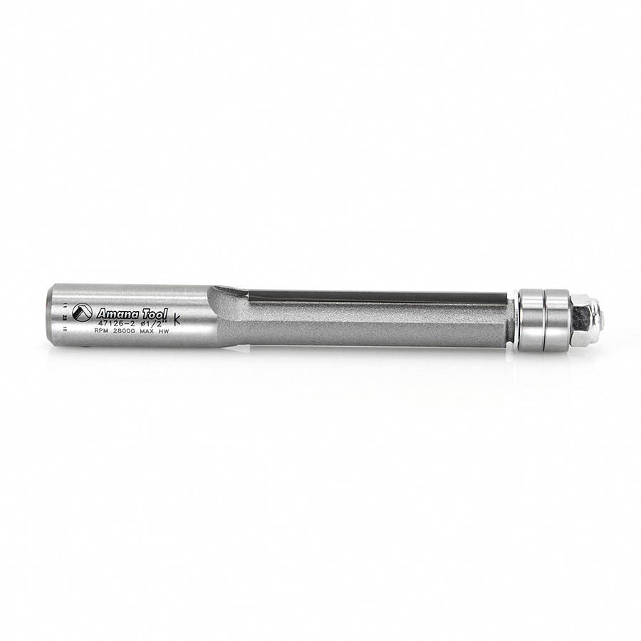 Amana 47126-2 Carbide Tipped Flush Trim 1/2 Dia x 2 Inch x 1/2 Shank with Double Ball Bearings