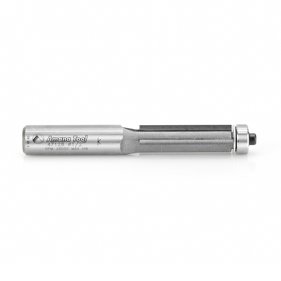 Amana 47128 Carbide Tipped Flush Trim 1/2 Dia x 1-1/2 x 1/2 Inch Shank 3-Flute Extra-Long