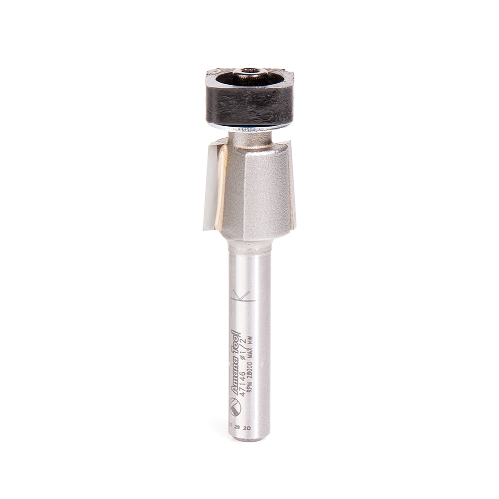 Amana 47146 Carbide Tipped Laminate Trimmer with Euro, Square Bearing 1/2 Dia x 1/2 x 1/4 Inch Shank Router Bit