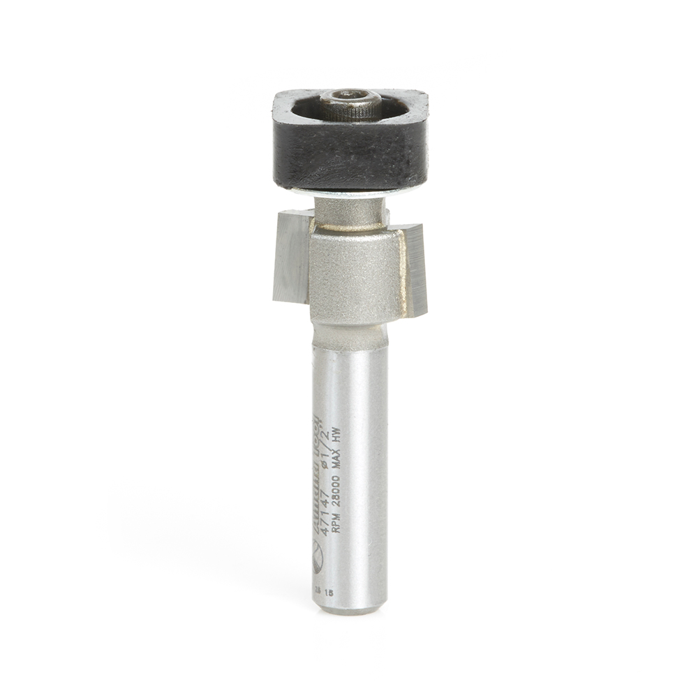 Amana 47147 Carbide Tipped Laminate Trimmer with Euro, Square Bearing 1/2 Dia x 19/64 x 1/4 Inch Shank Router Bit