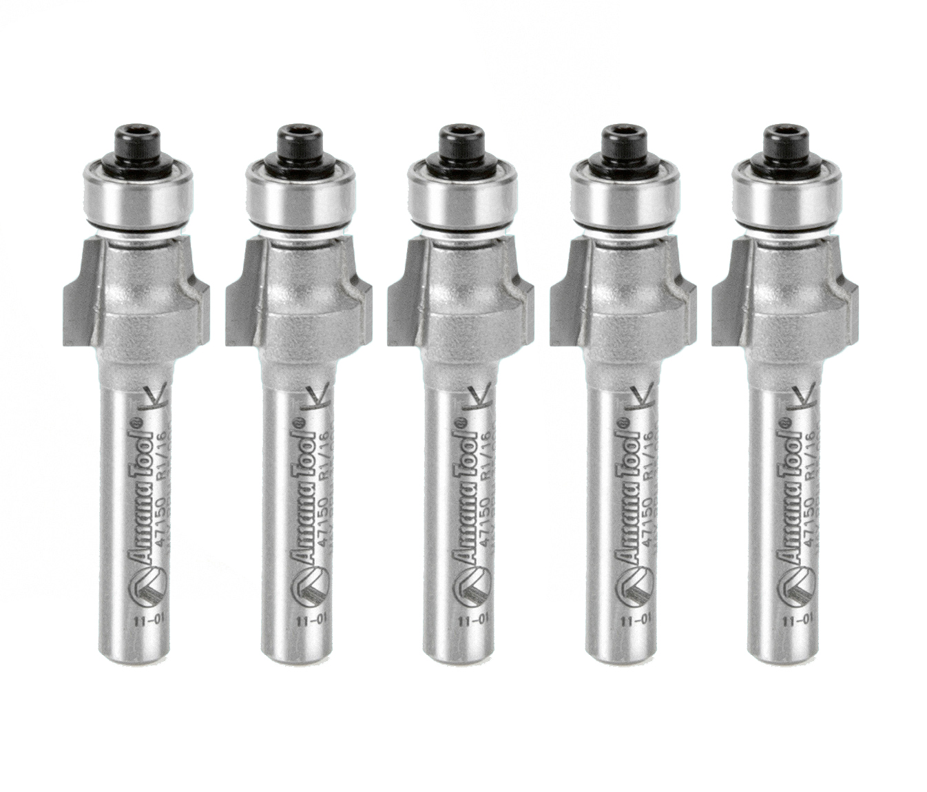 Amana 47150-5 5-Pack Carbide Tipped No-File Trim .059 Radius x 1/2 Dia x 3/8 x 1/4 Inch Shank