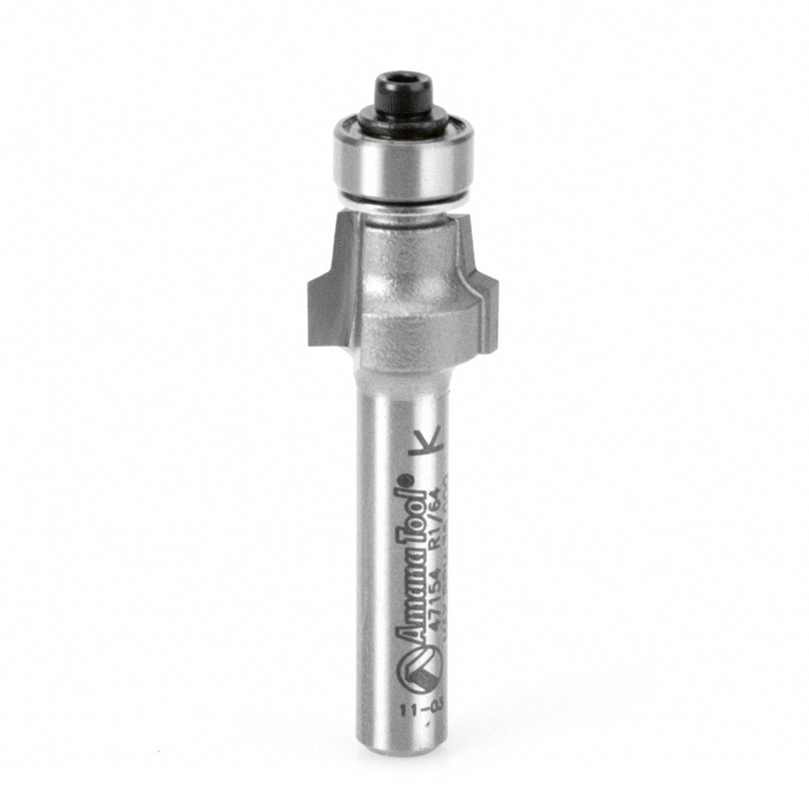 Amana 47154 Carbide Tipped No-File Trim .015 Radius x 1/2 Dia x 3/8 x 1/4 Inch Shank