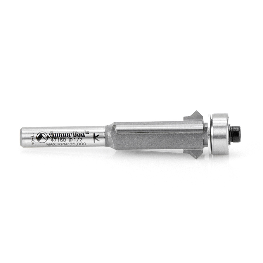 Amana 47160 Carbide Tipped Flush Trim V-Groove 5/8 Dia x 1 Inch x 1/4 Shank With Upper And Lower Ball Bearings