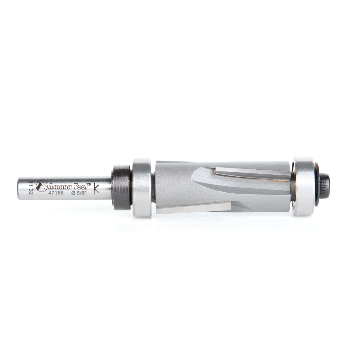 Amana 47168 Carbide Tipped Flush Trim Compression 5/8 Dia x 1-3/8 Inch x 1/4 Shank With Upper And Lower Ball Bearings