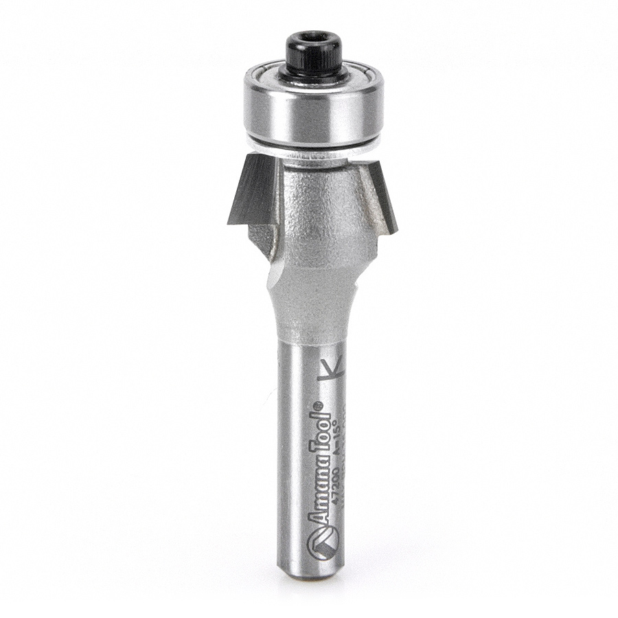 Amana 47200 Carbide Tipped Bevel Laminate Trim 15 Deg x 5/8 Dia x 1/4 x 1/4 Inch Shank with Ball Bearing
