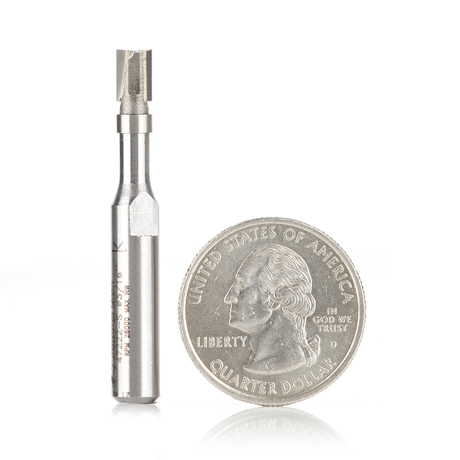 Amana 47222-S-5 5-Pack Miniature Flush Trim Plunge Template 3/16 Dia x 1/4 x 1/4 Inch Shank Carbide Tipped Router Bit with Mini 3/16 Dia Upper Ball Bearing