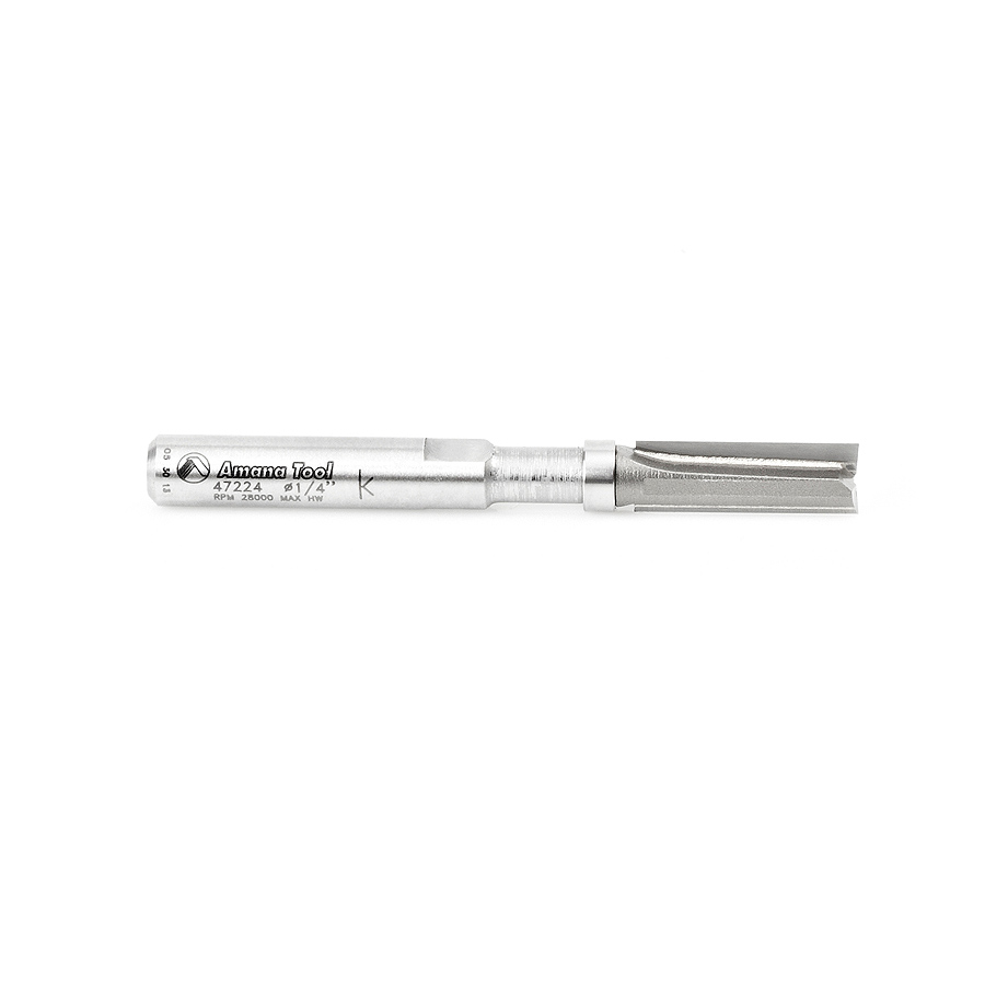 Amana 47224 Miniature Flush Trim Plunge Template 1/4 Dia x 3/4 x 1/4 Inch Shank Carbide Tipped Router Bit with Mini 1/4 Dia Upper Ball Bearing